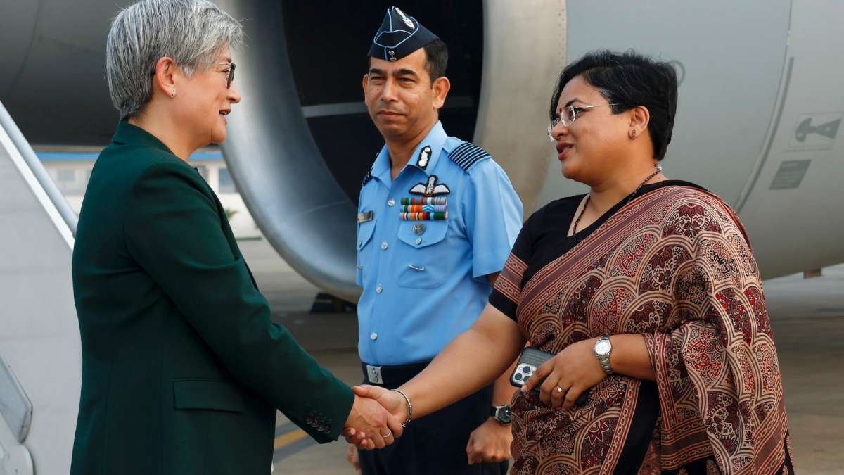 Australian Foreign Minister Penny Wong arrives in New Delhi.