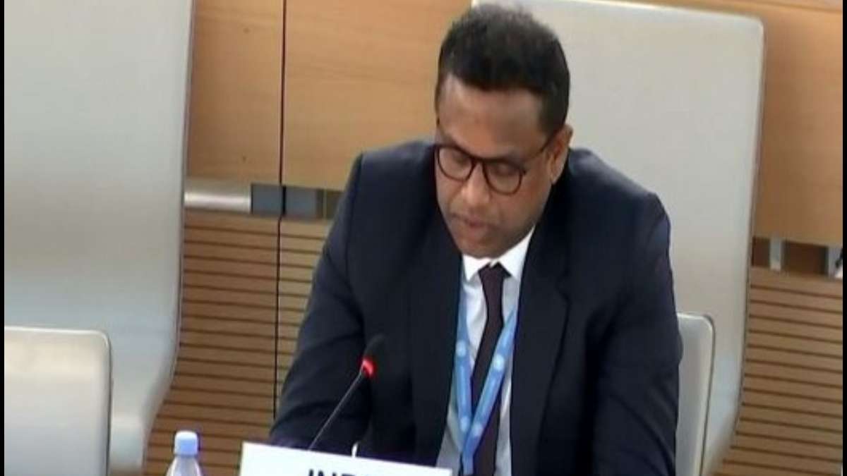 Indian diplomat Mohammed Hossain at UNHRC review meeting.