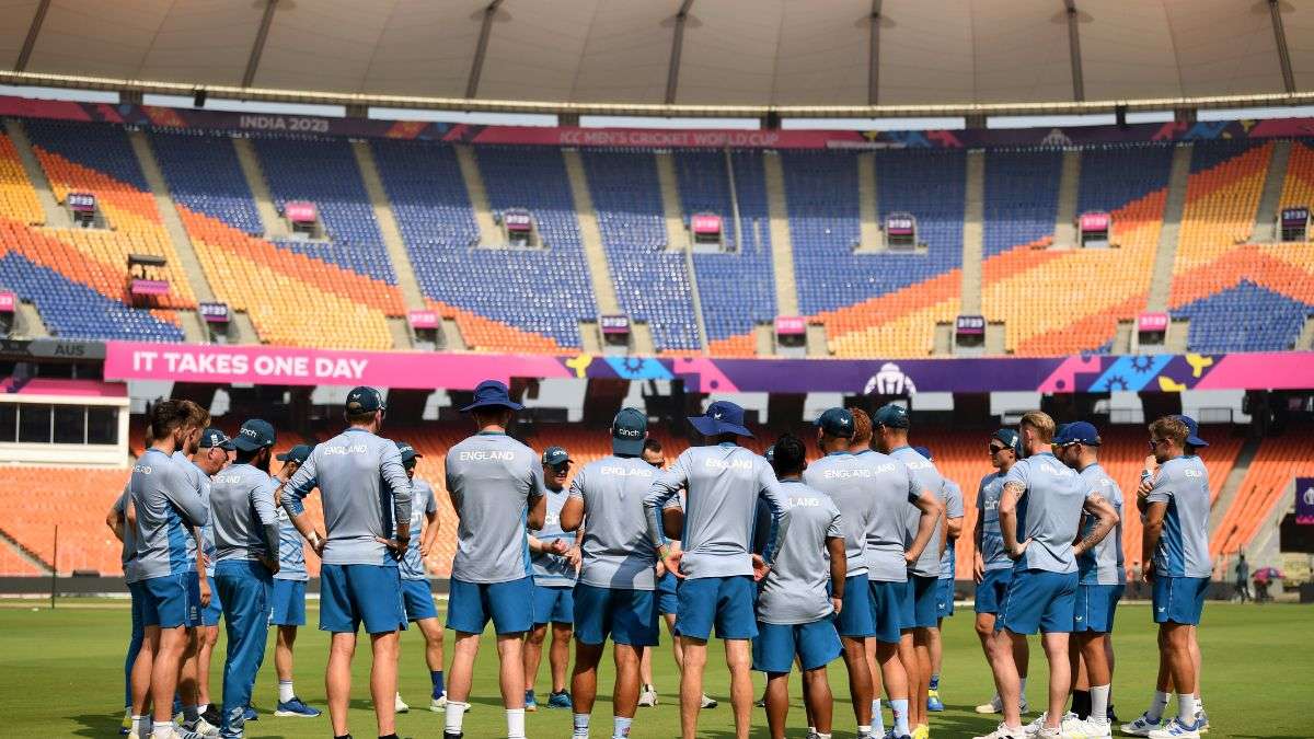 England cricket team at session at Narendra Modi Stadium in