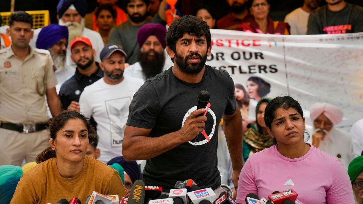 Bajrang Punia at Jantar Mantar during wrestlers' protest on