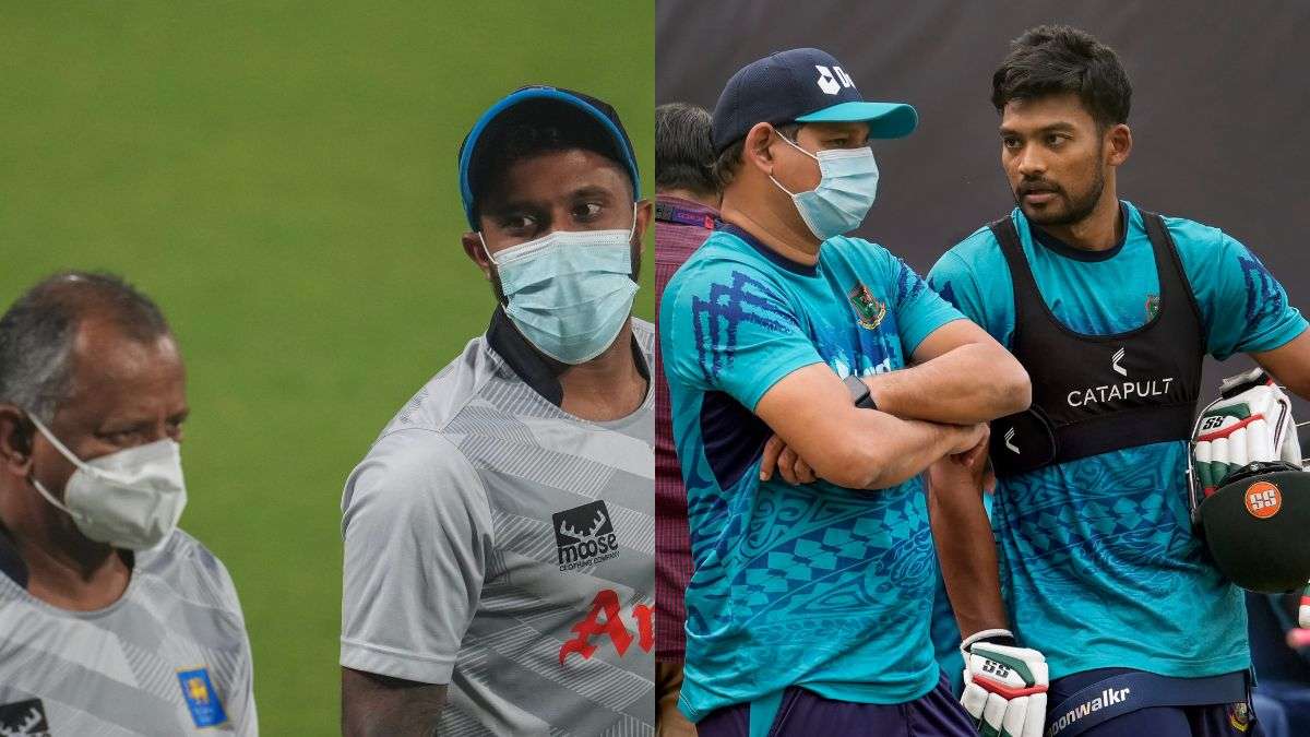 Kusal Mendis (left), Habibul Bashar and Najmul Hossain Shanto (right).