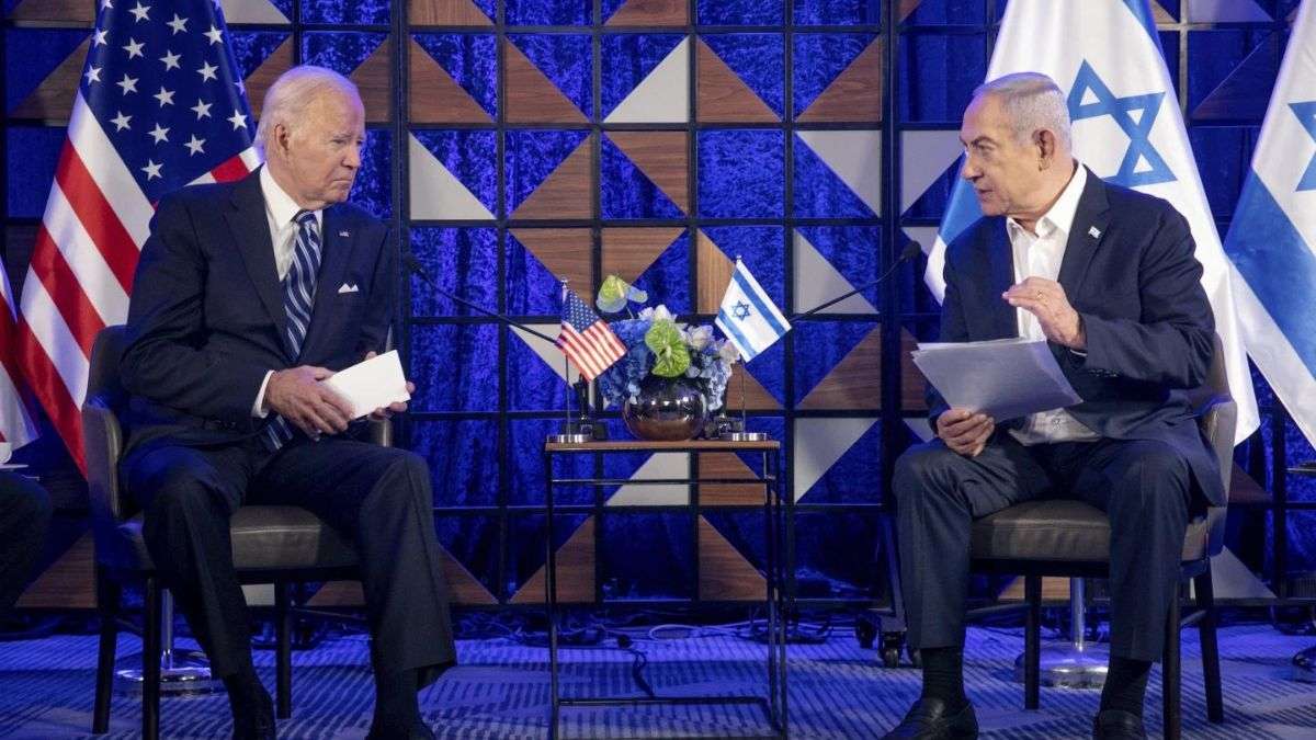 US President Joe Biden and Israel PM Benjamin Netanyahu when they met in October.