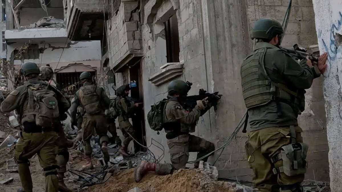 Israeli troops in action in the Gaza Strip.