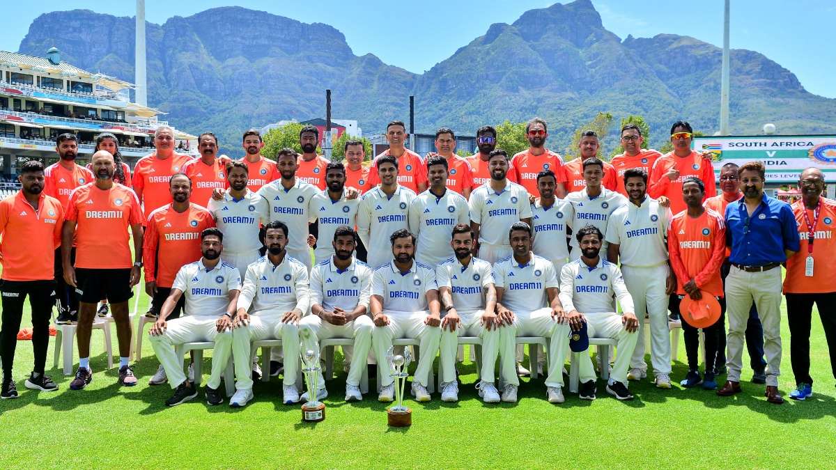 Team India after winning their first-ever Test in Cape Town