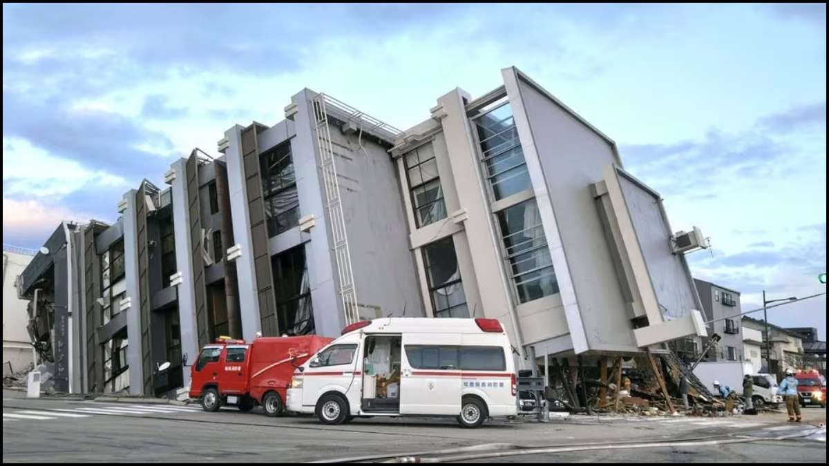 A collapsed building in Japan.