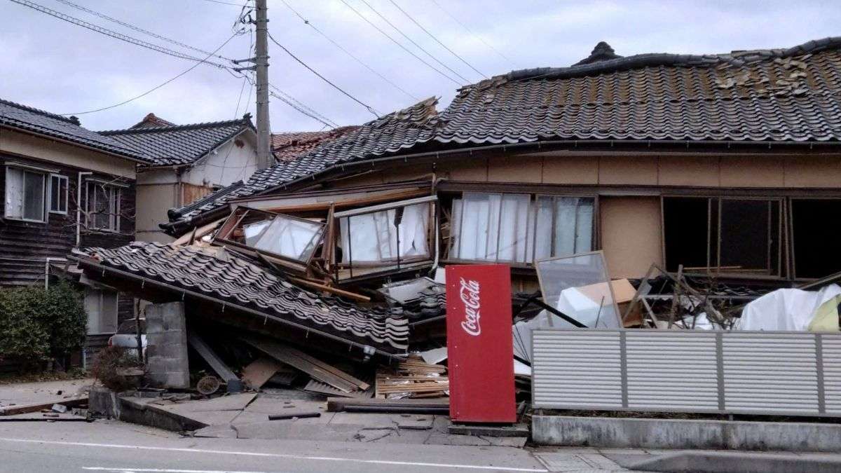 A collapsed house following an earthquake is seen in Wajima, Ishikawa prefecture, Japan