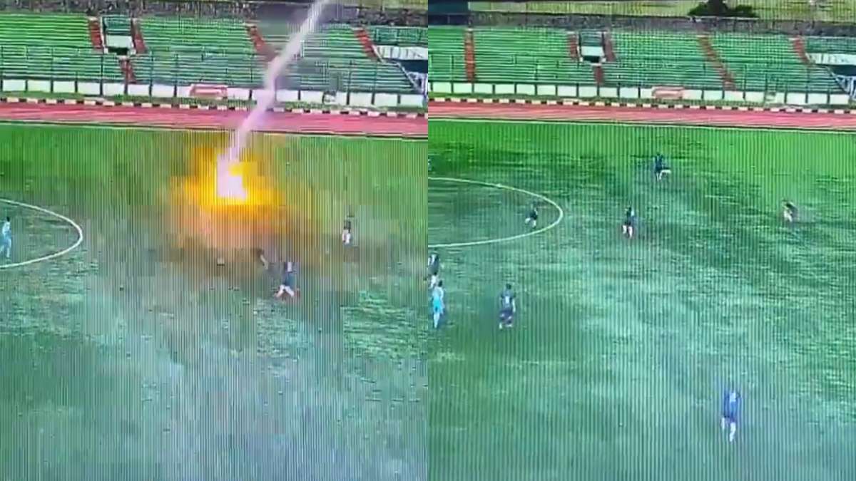 A football player was struck by lightning in a match in