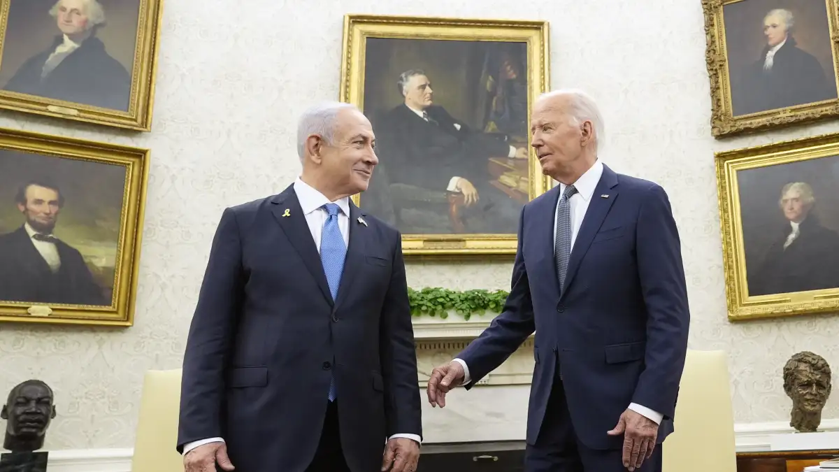 Israel PM Benjamin Netanyahu with US President Joe Biden.  