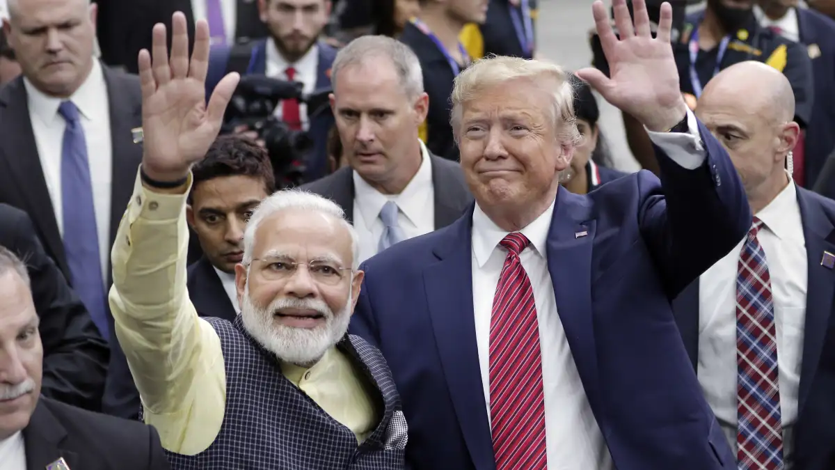 Then-US President Donald Trump with PM Modi