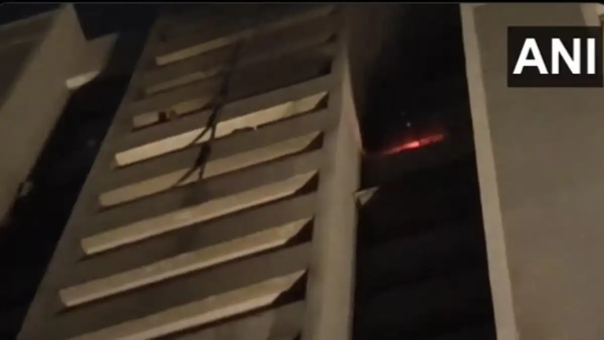 A fire broke out in a 22-story residential building in the village of