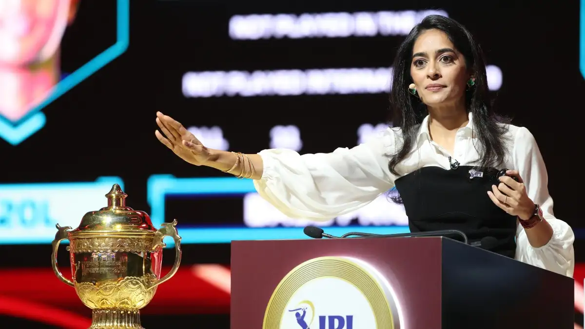 Mallika Sagar, IPL 2025 auctioneer.