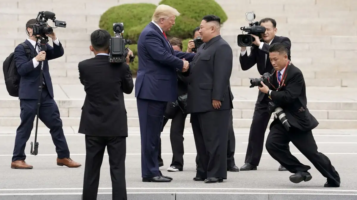 The then-US President Donald Trump with North Korean leader Kim Jong Un at the demilitarized zone se