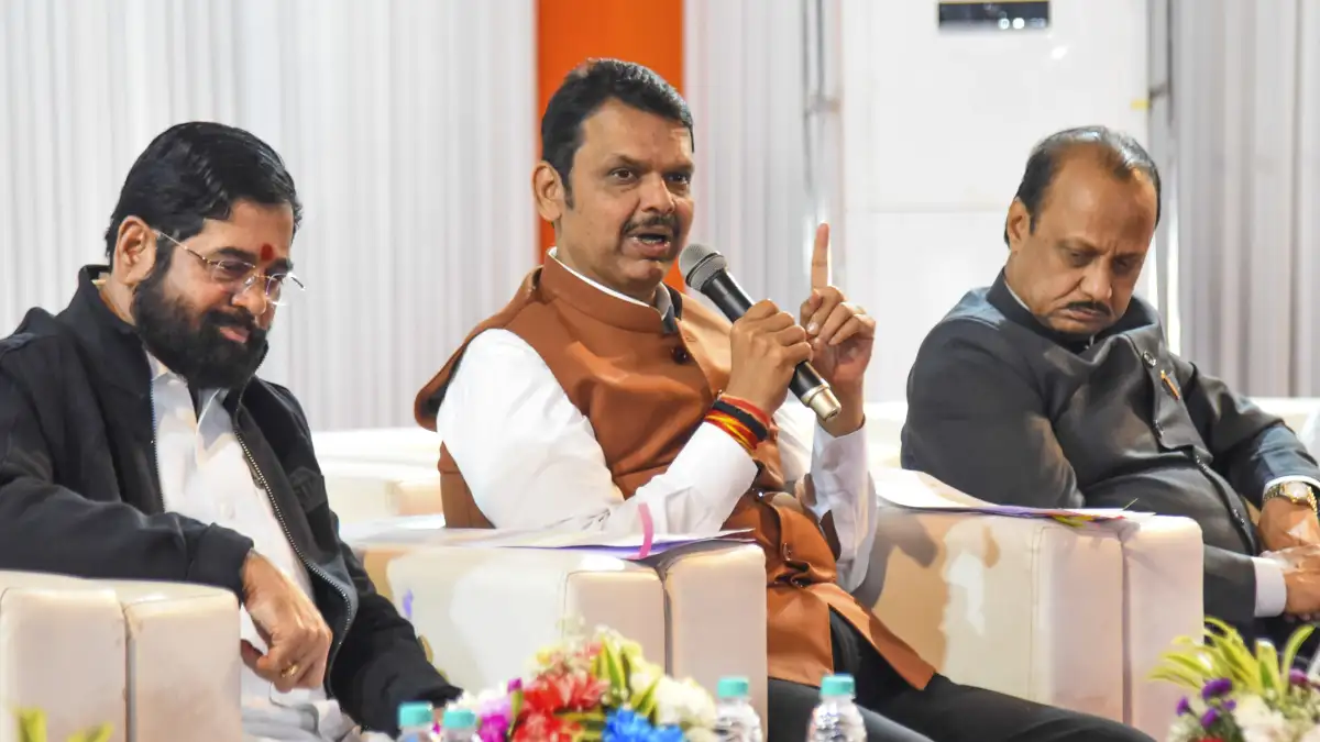 Devendra Fadnavis with Eknath Shinde and Ajit Pawar.
