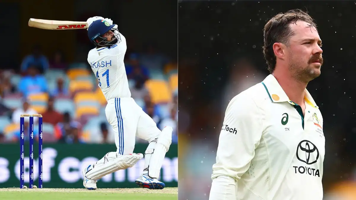 Akash Deep and Travis Head at the Gabba.