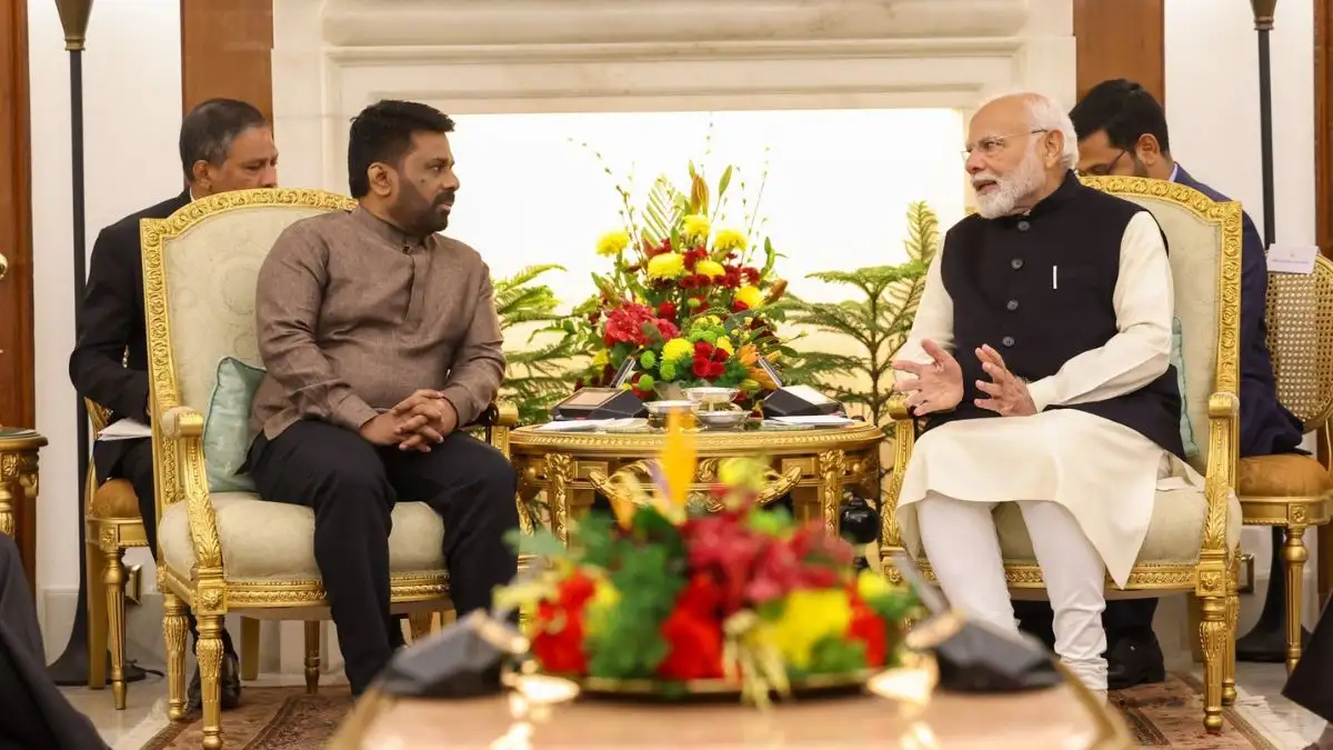 Sri Lankan President Anura Kumara Dissanayake with PM Modi in New Delhi