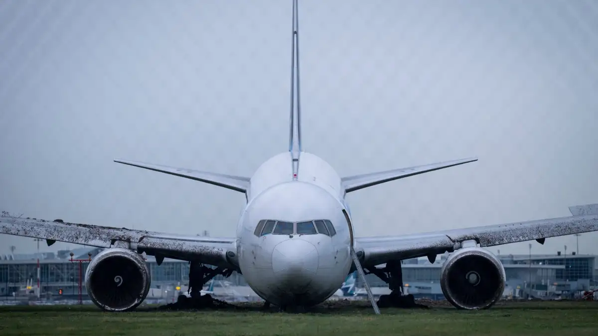 The aircraft skidded down the runway and caught fire.