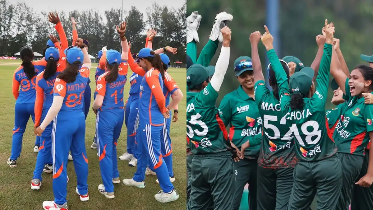 India's and Bangladesh's U19 team players.