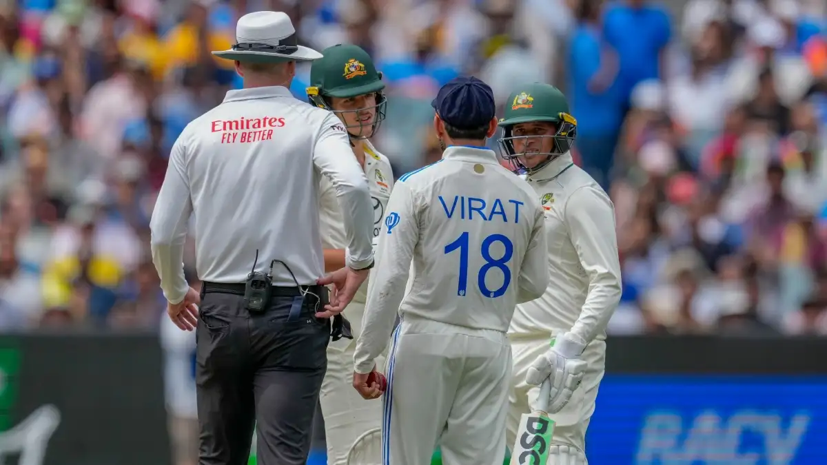 Virat Kohli and Sam Konstas during the on-field altercation