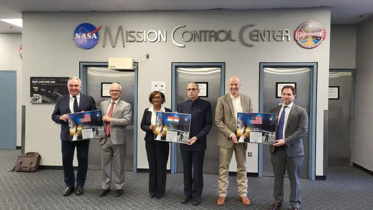 Indian Ambassador to US, Vinay Kwatra at Johnson Space Center of NASA with Kurt Campbell and Deputy 