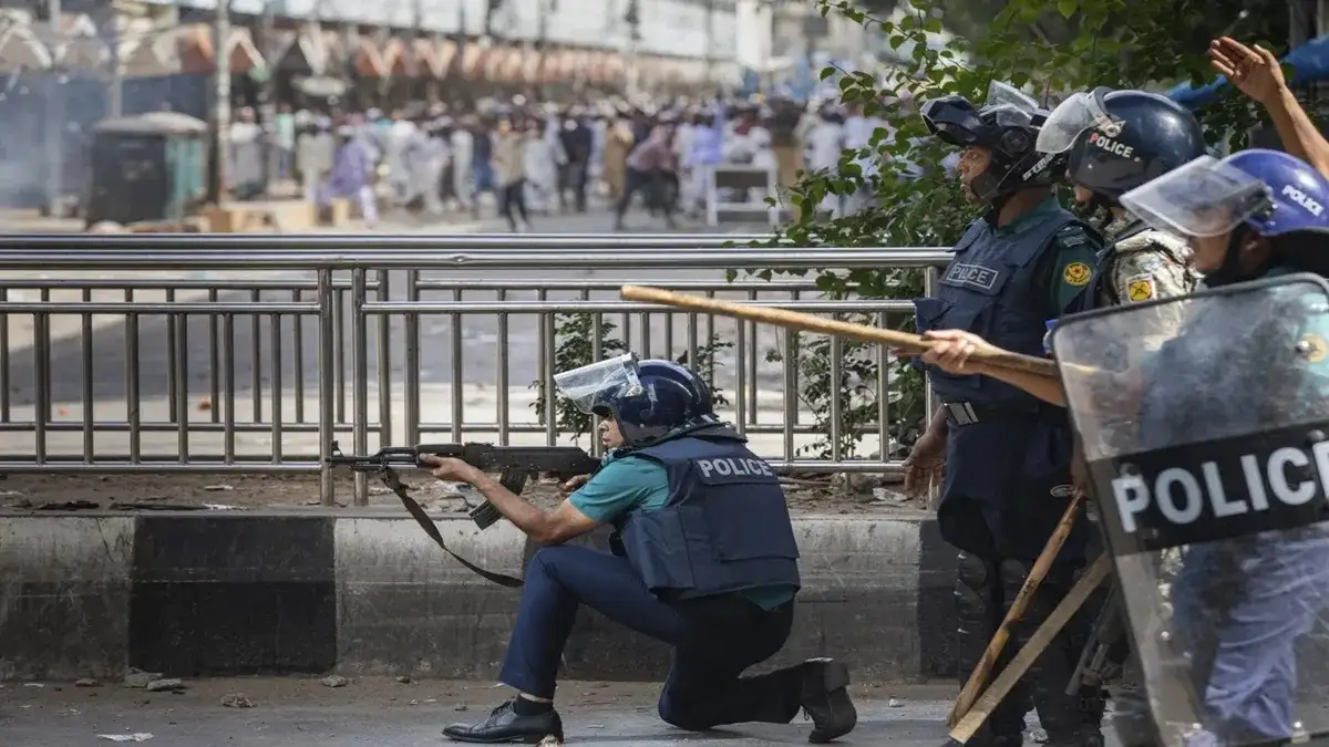 Police officers were on duty during the violence in