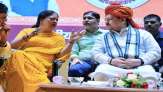 BJP leader Vasundhara Raje and party chief JP Nadda