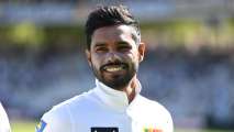 Captain Dhananjaya de Silva reacts to Sri Lanka's Test win over England