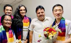 PV Sindhu with BAI general secretary Ajay Singhania