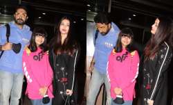Aishwarya Rai Bachchan with husband Abhishek Bachchan and daughter Aaradhya Bachchan