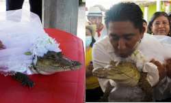 Mexico mayor marries alligator in ancient ritual with reptile dressed as a bride. Watch viral video