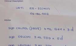 Kerala paediatrician handwriting on prescription pad
