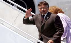 Pakistan's then President Pervez Musharraf at Delhi's Palam