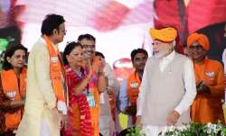 PM Modi during a public gathering in Rajasthan's Jaipur 