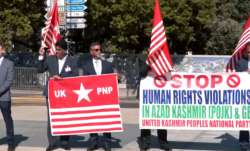 PoK activists protest against the Pakistan regime at UNHRC.