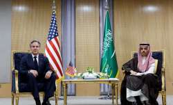 Antony Blinken meets with Saudi Arabia's Foreign Minister Prince Faisal bin Farhan bin Abdullah at t