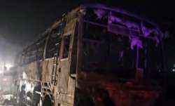 Haryana road accident, Eight dead several injured bus catches fire, accident at Kundli Manesar Palwa