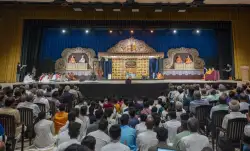 Devotees during aarti at BAPS temple in Johannesburg