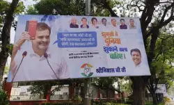 A poster put up outside the Congress headquarters in Delhi