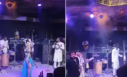 The video shows dance being performed by a lady when flames