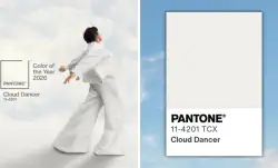Pantone Colour of the Year 2026 Cloud Dancer, a soft airy white symbolising calm and clarity.