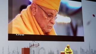 PM Modi witnessed laying of foundation stone for the BAPS