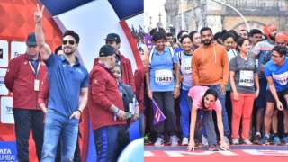 Tiger Shroff cheers runners at Mumbai Marathon 2020,