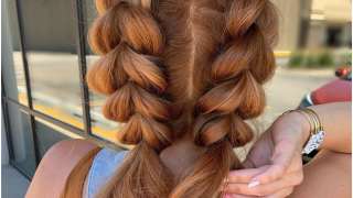 If you have frizzy hair, then this fluffy braided two pony
