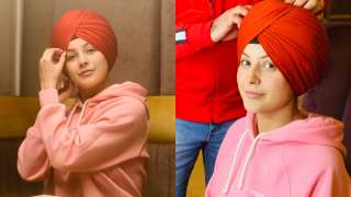 Shehnaaz Gill poses in turban 