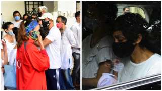 Mandira Bedi during the last rites of her husband Raj