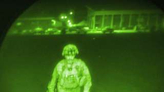 In this image made through a night vision scope and