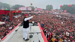 Samajwadi Party chief Akhilesh Yadav during an election