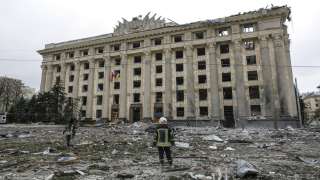 Ukrainian Emergency Service looks at the City Hall
