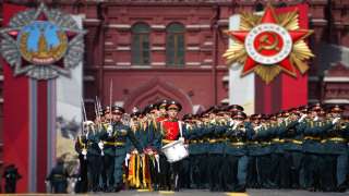 Russian Army orchestra march after the Victory Day military