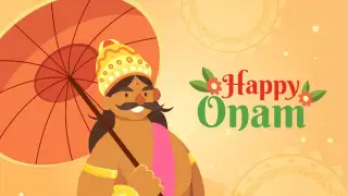 Onam greetings with festive flowers