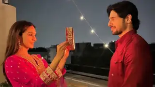 Woman preparing for Karwa Chauth puja